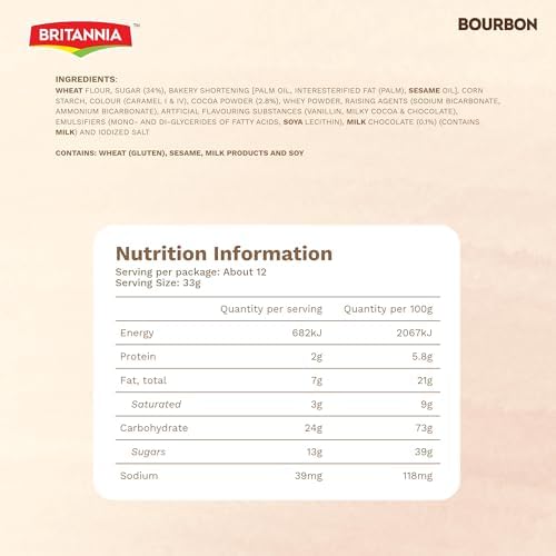 BRITANNIA Bourbon the Original-Choco Creme Biscuits 13.7oz /390g (Pack of 1)