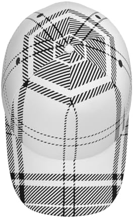 Black and White Tartan Plaid Scottish Baseball Cap Fashion Breathable Fun Printing Adjustable Sun Hat