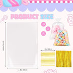 800 Pcs Cotton Candy Bags with Ties, 11.8x17.7 Inch Large Clear Cotton Candy Bags Bulk Cones Sticks Supplies for Marshmallow Carnivals Summer Party
