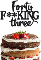 Happy 43rd Birthday Cake Topper - Funny 43 Cake Topper for Men & Women, Black Glitter