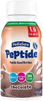 PediaSure Peptide 1.0 Cal,24 Count,Complete,Balanced Nutrition for Kids with GI Conditions,Peptide-Based Formula,with 7g Protein and Prebiotics,for Oral or Tube Feeding,Chocolate,8-fl-oz Bottle
