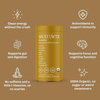MUD\WTR Turmeric Decaf Mushroom Drink | Zero Caffeine | USDA Organic Mushroom Coffee Alternative | USA Grown | Focus & Immunity Support | Lion's Mane, Chaga, Reishi, Cordyceps | 30 Servings