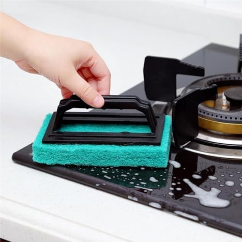 3 Pcs Hand-Held Pool Scrub Brush, Pool Cleaning Scrubbing Sponge Pad, Bathroom Scouring Pad, Bathtub Scrubber with Handle for Shower Tile, Bathtube, Sink, Spas Tubs & Swimming Pools Step (3 Colors)