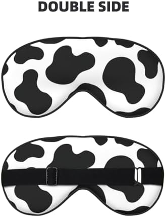 Cow Print Sleep Mask for Women Men, Soft and Comfortable Eye Mask with Adjustable Strap for Travel Yoga Nap Sleeping