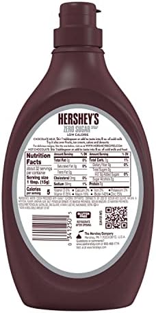 HERSHEY'S Zero Sugar Chocolate Syrup Bottles, 17.5 oz (6 Count)
