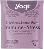 Yogi Tea Elderberry Lemon Stress & Immune Support Tea - 16 Tea Bags, 4 Packs - With Ashwagandha, Lemongrass, Licorice Root & More
