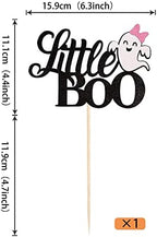 1 Pack Little Boo Halloween Cake Topper Glitter Happy Boo Day Ghost Cake Pick Baby Shower Kids Birthday Party Cupcake Decoration Supplies Black