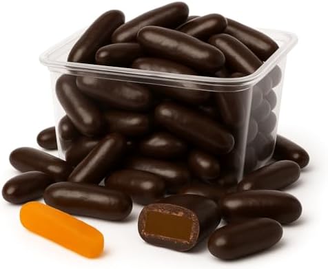 Dark Chocolate Covered Orange Peel – Imported Citrus Candy – Sweet and Zesty Treat Candied Orange in Chocolate.