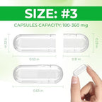 Size 3 Empty Capsules Vegetarian (100 Count) Bundle with 2 Micro Lab Spoons, Clear Fillable Veggie Pill Capsules Size 3 for Making Your Own Supplements