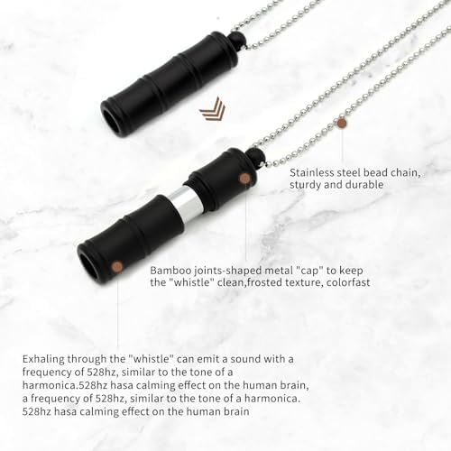 528 Hz Meditation Necklace Breathing Frequency Sound Healing Device by Adjusting The Breathing for Anxiety & Stress Relief Mindfulness (Black)