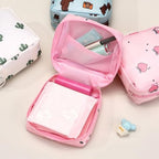 Portable Sanitary Napkin Pouch - Waterproof Travel Organizer Bag with Multi-Compartment Design for Feminine Hygiene and Period Products