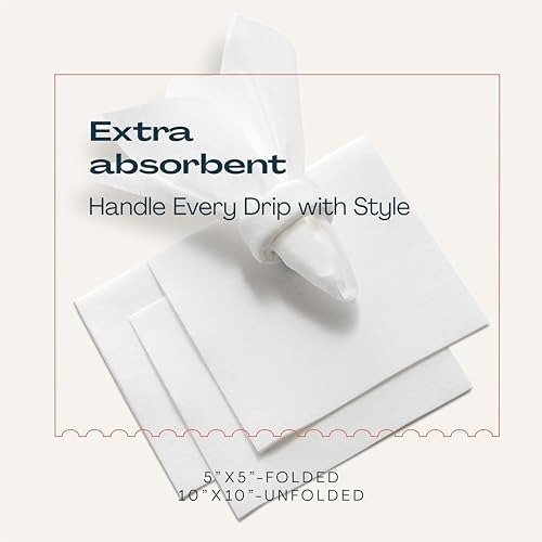200 Linen-Feel Dessert And Beverage Napkins - Disposable Cloth-Like Cocktail Paper Napkins, Made In USA - Soft and Absorbent For Bar, Restaurant, Café, Wedding, Parties (200-Pack)