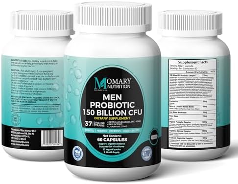 8-in-1 Bio Cultures Complex for Men – 150 Billion CFU Probiotics with 37 Diverse Strains, Organic Prebiotics, Postbiotics & Digestive Enzymes – Supports Digestive Balance & Gut Microbiome