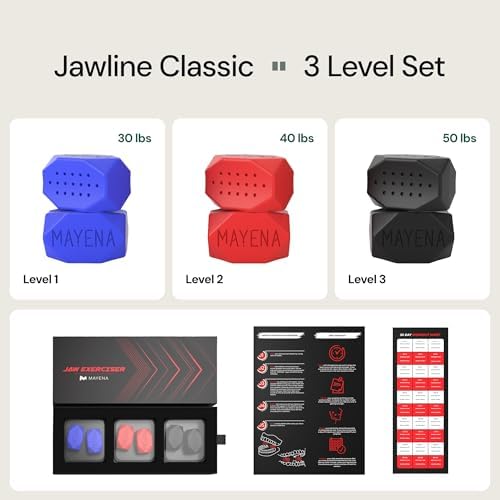 Mayena Jaw Exerciser Classic | 3 Set Silicone Jawline Exercisers | Powerful Jaw Trainer & Jawline Shaper | Strengthens Facial Muscles & Defines the Jawline