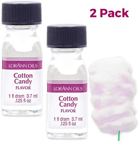 LorAnn Oils Super Strength Flavoring - Used For Candy Making, Flavoring, Baking, Hard Candy, & Flavor Oils - Bold, Natural Flavors 4X Stronger Than Extracts - Cotton Candy, Pack of 2, 0.125 fl oz