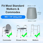 supregear Walker Tips (4-Pack), 1 1/8'' Heavy Duty Rubber Replacement Tips for Walker, Commode, Shower Chair, Bath Bench, Walking Sticks, Canes Legs, Cane Tips, Universal Tool Free, 2-Pair in Grey
