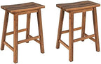 Set of 2 Wooden Kitchen Dining Chairs Backless Counter Stools for Kitchen Island Solid Wood Bar Stools with Footrest Walnut Finish Counter Height Stools 300 lbs Capacity