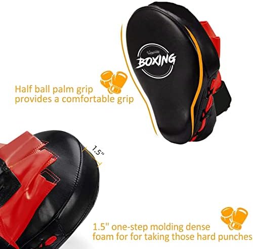 Valleycomfy Boxing Curved Focus Punching Mitts- Leatherette Training Hand Pads