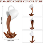 Jetec Floating Coffee Cup Mug Sculpture Decoration Mini Spilling Pouring Plastic Splash Coffee Mugs Gifts Decoration for Family Friend(Brown)