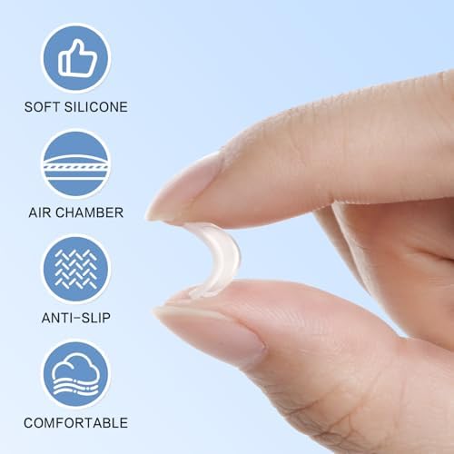 Nose Pads for Glasses, Anti-Slip Silicone Eyeglass Nose Pads, 2.5mm Heightened Airbag Cushions, Comfortable D-Shaped Adhesive Replacement Nose Pad for Sunglasses (10 Clear Pairs)