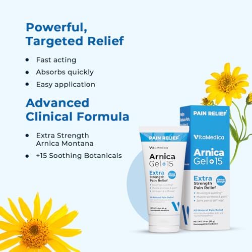 VitaMedica Arnica Gel Plus 15 Healing Plant Compounds, Extra Strength Formula for Bruising, All-Natural Plant-Based Topical Gel, 2-Pack