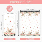 100 Pack Easter Bunny Paper Napkins Spring Flower Buffalo Plaid Bunny Ear Disposable Hand Towels Decorative Paper Guest for Farmhouse Bathroom Home Party Decor