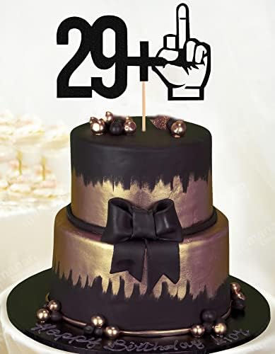 29+1 Cake Topper - Glitter Black 30th Birthday Cake Decorations, Perfect for Thirty Birthday Party, 30th Anniversary or 30 Fabulous