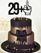 29+1 Cake Topper - Glitter Black 30th Birthday Cake Decorations, Perfect for Thirty Birthday Party, 30th Anniversary or 30 Fabulous