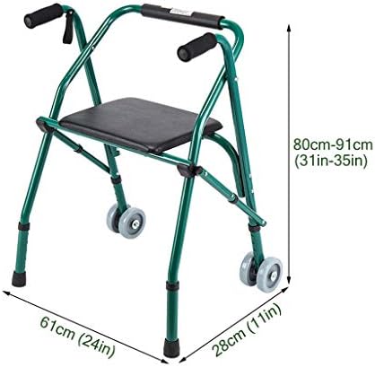 Rollator Walker 2 Wheels - Lightweight Folding and Height Adjustable Adult Travel Walkers for Seniors, Rolling Walker with Seat Mobility Aid Walking Frame