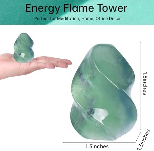 Natural Fluorite Flame Tower,Reiki Healing Energy Meditation Crystal Stone Decor,Home Office Witchcraft Altar Space Cleansing