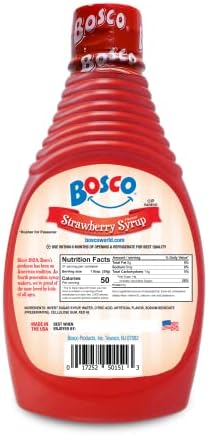 Bosco Strawberry Syrup, 22oz | Kosher for Passover | No High Fructose Corn Syrup | Great Breakfast and Dessert Topping