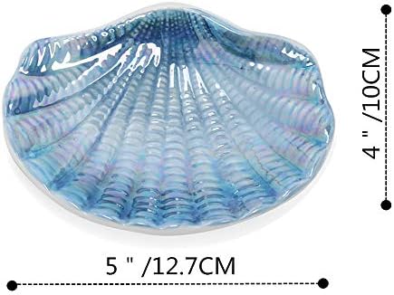 Ceramic Ocean Seashell Soap Dish, for Bathroom,Tub and Kitchen Sink-Blue