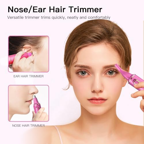 XOOMRSCP Nose Hair Trimmers for Women Men，Rechargeable Hair Trimmer 2 in 1 Painless Multifunctional Ear and Nose Hair Trimmer with IPX7 Waterproof Dual Edge Blades (Rose)