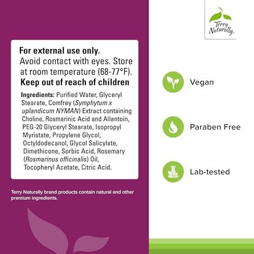 Terry Naturally Traumaplant Comfrey Cream - Non-Staining Herbal Cream - Clinically Studied and Free of Pyrrolizidine Alkaloids - for External Use Only - 3.53 oz