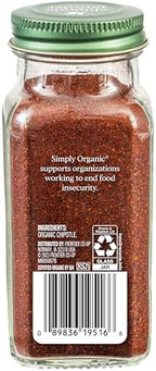Simply Organic Chipotle Powder, 2.65 Ounce, Dried Smoked Jalapeno Peppers, Rich Aroma, Warm Smoky Taste With Mild Heat
