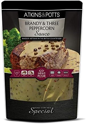 Atkins & Potts Gluten Free Finishing Sauce Brandy & Three Peppercorn 350g