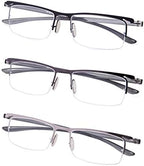 Eyekepper 3 Pairs Half-rim Reading Glasses for Men Metal Readers +2.50
