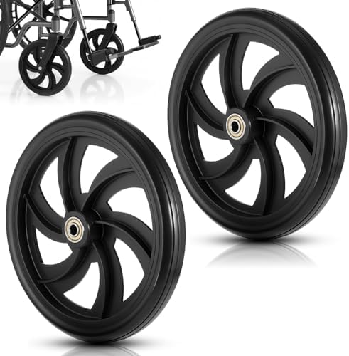 2 Pcs Replacement Wheelchair Wheels for Walkers Rollator Walker Pair of 7.5-Inch Replacement-Wheels Wheelchair Front Wheels Anti Slip Walker Rubber Replacement for Adults, Seniors