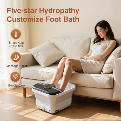 Pedicure Foot Spa with Bubble and Heat,Collapsible Foot Soaking Tub with Remote Control,Pedicure Tools for Feet,Foot Bath Soak Tub Gifts for Mens/Women,Mom/Dad
