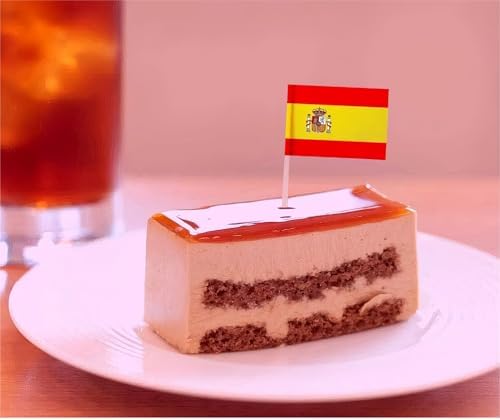 100 Pcs Spain Flag Spanish Toothpick Flags, Cocktail Picks Mini Stick Cupcake Toppers Country Picks Party Decoration Celebration Cocktail Food Bar Cake Flags