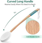 Back Lotion Applicator with 4 Replaceable Pads, Lotion Applicator for Back Self Elderly, Women, Sunscreen Applicator for Cream with 17" Curved Handle Easy to Target Back and Feet, White