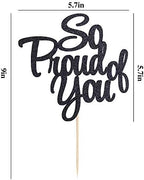 PALASASA So Proud of You Cake Topper - Congrats Grad, Done, Congratulations, Graduation Party Decorations (black)