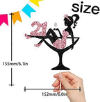 Sitting Girl Cake Topper Picks for Girl Lady 21st Birthday Makeup Spa Theme Party Decoration Supplies 21 Silhouette High Heeled Girl Cake Decor Rose Gold Glitter
