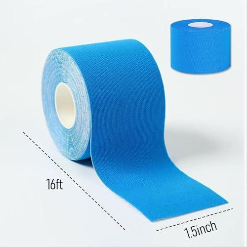 5 Rolls Kinesiology Tape 1.5inch x 16.4feet Waterproof Athletic Tape 5 Colors Uncut Kinetic Tape, Breathable Cotton Elastic Muscle Tape for Knee Wrists Ankle Sports
