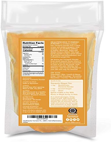 Healthworks Superfoods Turmeric Powder Organic - 32 Oz / 2 Lbs - Ground Raw Organic, Curcumin, Keto, Paleo, Vegan and Non-GMO
