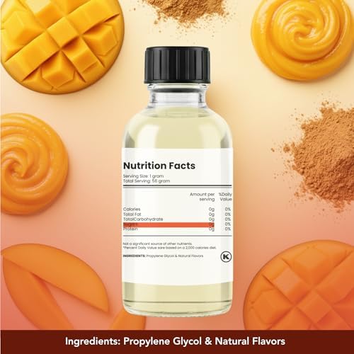 Dolce Flav Mango Extract - 2 Ounce Water-Soluble Multipurpose Flavoring Ideal for Baked Goods, Beverages, Coffee, Desserts & Ice Cream - Mango Essence Perfect for Weight Management