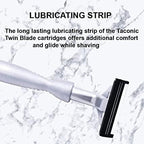 Taconic All‑Metal Heavyweight Chrome Razor – Gillette® Atra-Compatible Twin Blade Handle with 10 Pivot Plus Personna Blades, Ergonomic Grip, Durable Design
