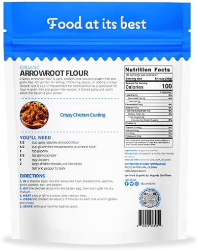 Quay Naturals Organic Arrowroot Flour 2 lb - Non-GMO, Vegan, Gluten Free Flour - Paleo-Friendly Bread Flour Alternative - Perfect Starch Substitute - Organic Arrowroot Powder