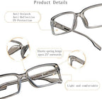 VisionGlobal 4 Pairs Blue Light Blocking Reading Glasses, Computer Glasses Women and Men, Fashion Rectangle Eyewear Frame