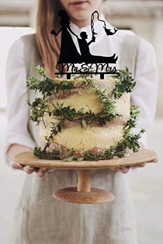 Fishing Wedding Cake Topper, Funny Mr&Mrs Cake Topper, Gift for a Wedding/Bridal Shower/Anniversary Party (Fishing)
